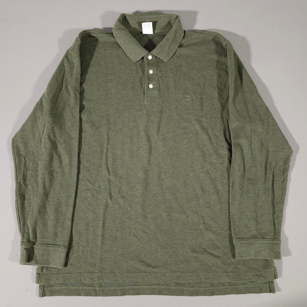 Brooks Brothers Polo Shirt Mens XXL Green Long Sleeve 346 Performance Cotton